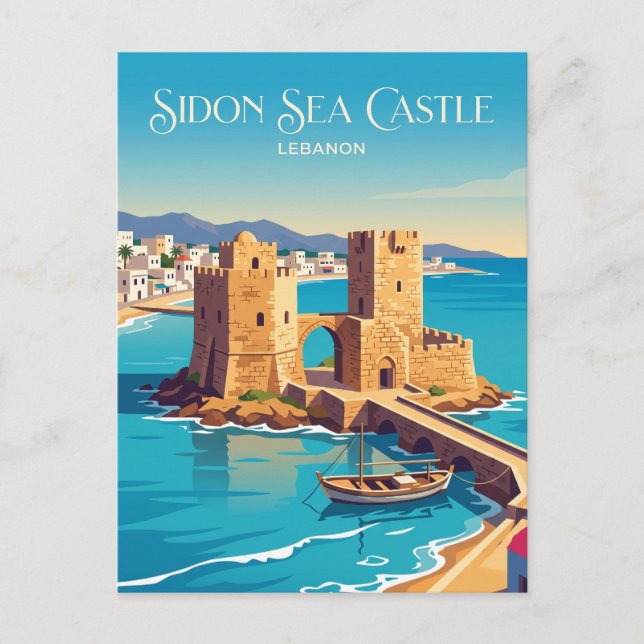 Sidon Sea Castle Lebanon Postcard (Front)