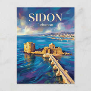 Sidon Sea Castle Lebanon Postcard