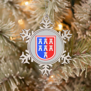 Siebenbürgen Sachsen-Wappen Snowflake Pewter Christmas Ornament