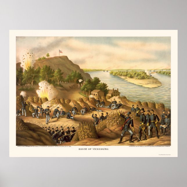 Siege of Vicksburg by Kurz and Allison 1863 Poster (Front)