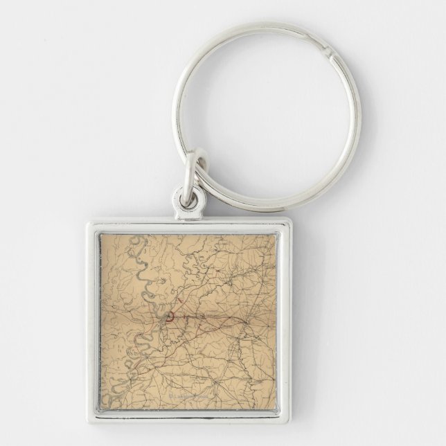 Siege of Vicksburg - Civil War Panoramic Map 2 Key Ring (Front)