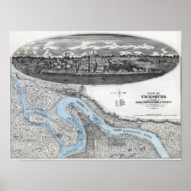 Siege of Vicksburg - Civil War Panoramic Map 2 Poster (Front)