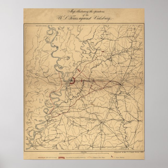 Siege of Vicksburg - Civil War Panoramic Map Poster (Front)