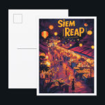 Siem Reap Cambodia Art Vintage Travel Illustration Postcard<br><div class="desc">Siem Reap Markets Cambodia Art Vintage travel place illustration</div>