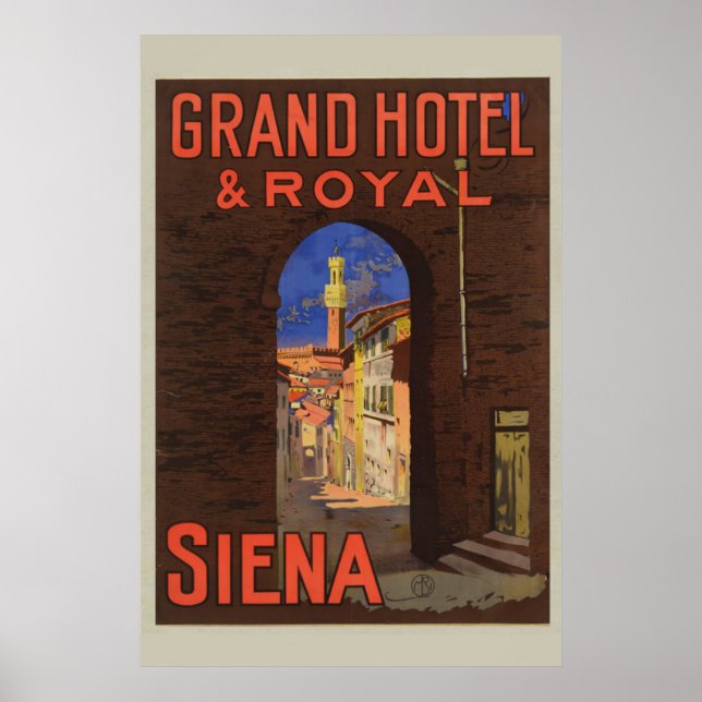 Siena Grand Royal Hotel Vintage Italian Travel Poster (Front)