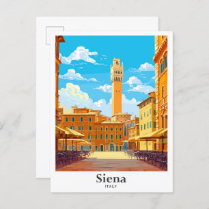 Siena Italy Art Vintage Travel Illustration Postcard