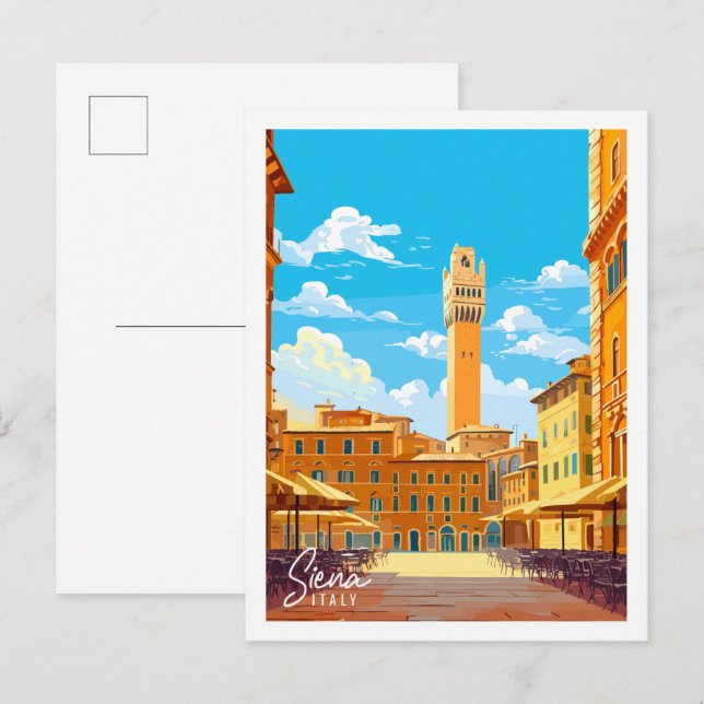 Siena Italy vintage travel illustration Postcard (Front/Back)