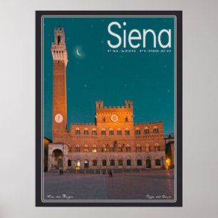 Siena - Palazzo Pubblico Night Poster