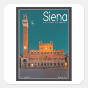 Siena - Palazzo Pubblico Night Square Sticker