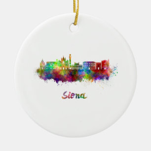 Siena skyline in watercolor ceramic tree decoration