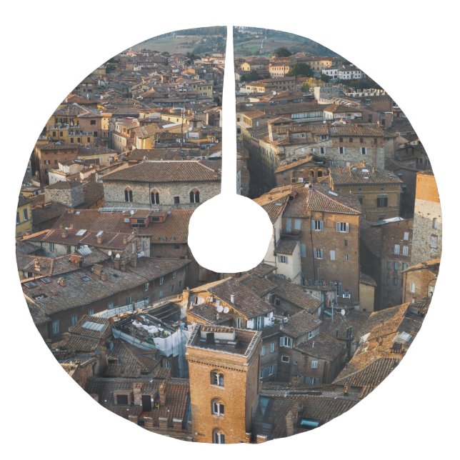 Siena Sunset: Red Roof Panorama Brushed Polyester Tree Skirt (Front)