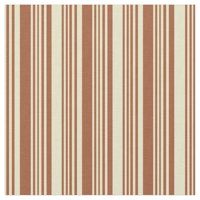 Sienna and Pale Goldenrod Lined/Striped Pattern Fabric (Close Up)