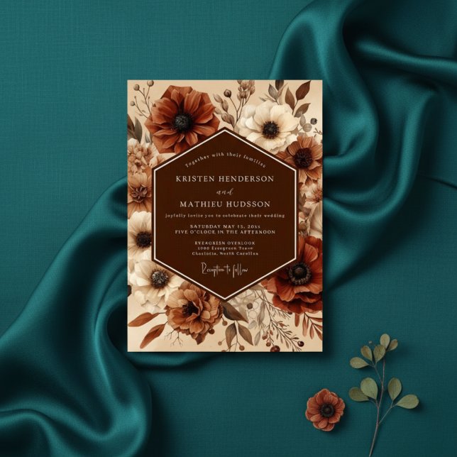 Sienna Anemone Autumn Romance Wedding Invitation (Creator Uploaded)