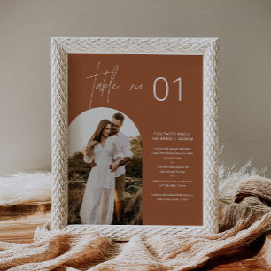 SIENNA Boho Photo Table Number with Fun Facts 8x10 Poster