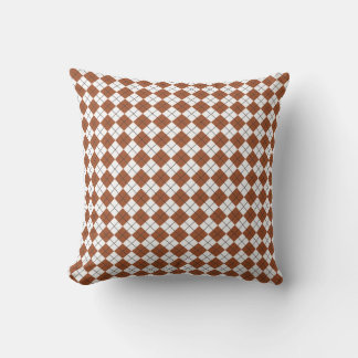 Sienna Brown and White Chequered Argyle Pattern Cushion