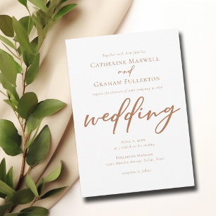 Sienna Brown Simple Script Wedding Invitation