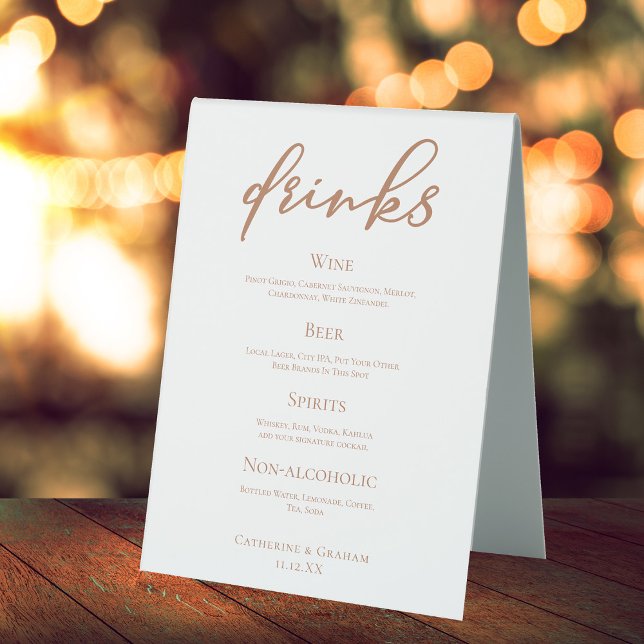 Sienna Brown Typography Simple Wedding Bar Menu (Creator Uploaded)