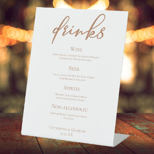 Sienna Brown Typography Simple Wedding Bar Menu Pedestal Sign