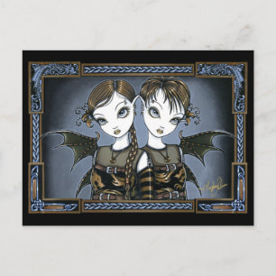 Sienna & Celeste Gothic Dragon Twins Fae Postcard
