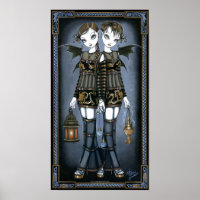 Sienna & Celeste Gothic Dragon Twins Fairy Poster