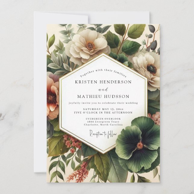 Sienna Classicist Bloom Wedding Invitation (Front)