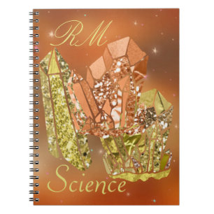 Sienna Coral & Gold Faux Glitter Crystals Notebook