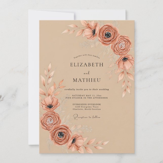 Sienna Elegant Botanical Wedding Invitation (Front)