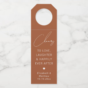 Sienna Fall Wedding Minimalist Warm Terracotta Bottle Tag