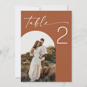 Sienna Fall Wedding. Terracotta Photo Table Number