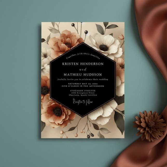 Sienna Floral Earthy Romance Wedding Invitation (Creator Uploaded)