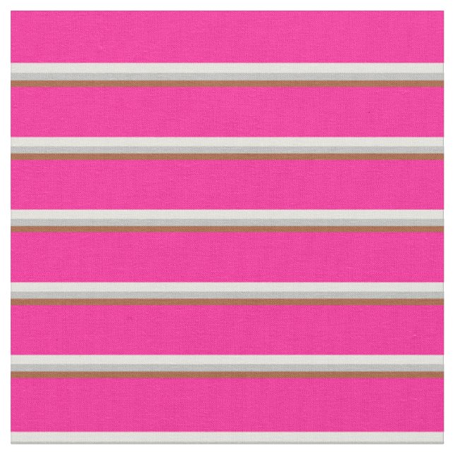 Sienna, Grey, Light Yellow & Deep Pink Coloured Fabric (Close Up)