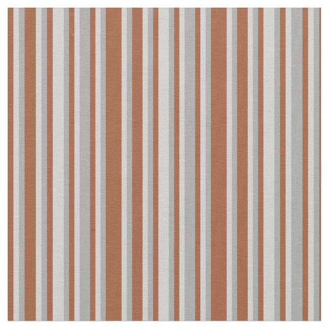 Sienna, Light Grey & Dark Grey Lines Fabric (Close Up)