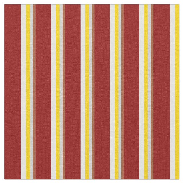 Sienna, Light Grey, Yellow, White & Dark Red Fabric (Close Up)