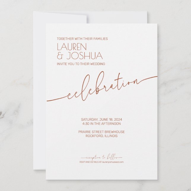 Sienna • Modern Minimalist Script Wedding Invitation (Front)