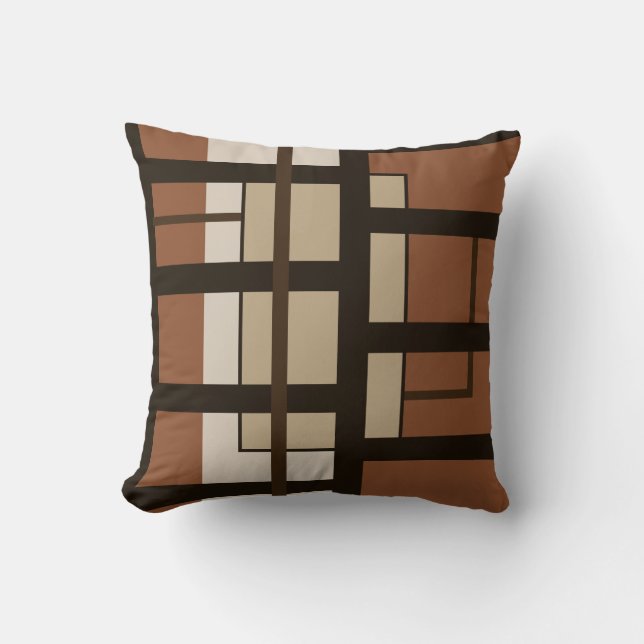 Sienna Orange Tan & Brown Modern Colour Block Cushion (Front)