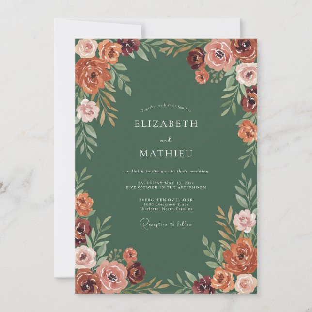 Sienna Romantic Floral Wedding Invitation (Front)