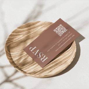 Sienna Rust Wedding QR Code RSVP Enclosure Card