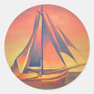 Sienna Sails at Sunset Classic Round Sticker