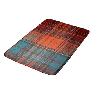 Sienna & Slate: Rustic Burnt Orange and Teal Plaid Bath Mat