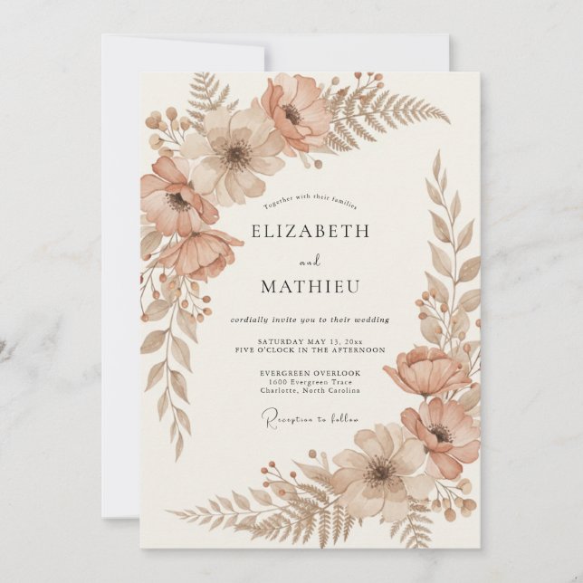 Sienna Warm Autumnal Wedding Invitation (Front)