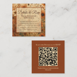 Sienna Wildflowers Wedding Details & RSVP QR Code Enclosure Card