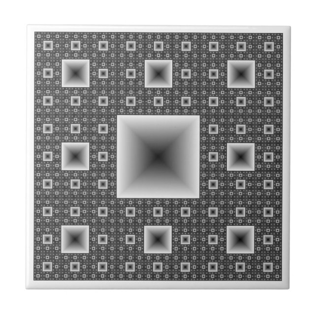 Sierpiński Carpet fractal Ceramic Tile (Front)