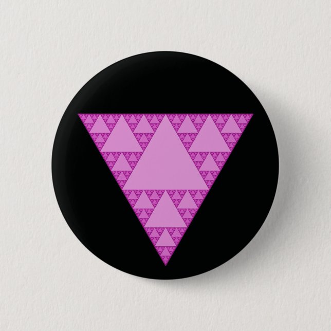 Sierpinski Triangle as a Pink Triangle LGBTQ+ 6 Cm Round Badge (Front)