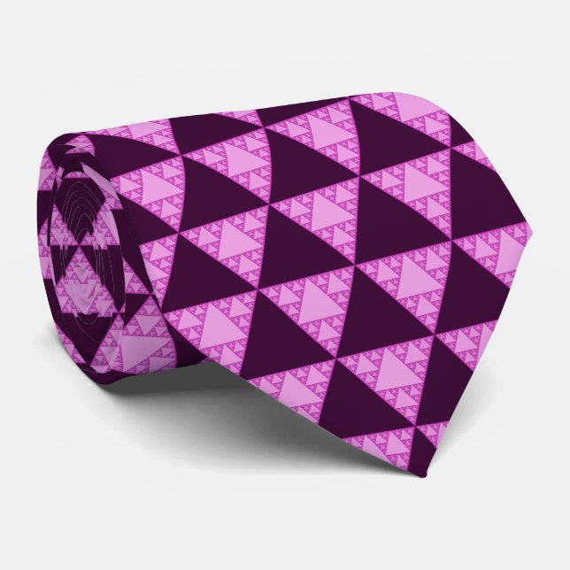 Sierpinski Triangle as a Pink Triangle LGBTQ+ Tie (Rolled)