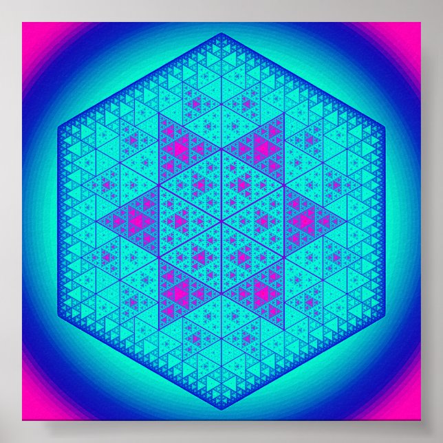 Sierpinski triangle hexagon star poster (Front)