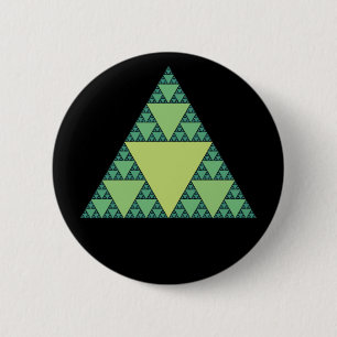 Sierpinski Triangle in shades of Green 6 Cm Round Badge