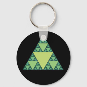 Sierpinski Triangle in shades of Green Key Ring