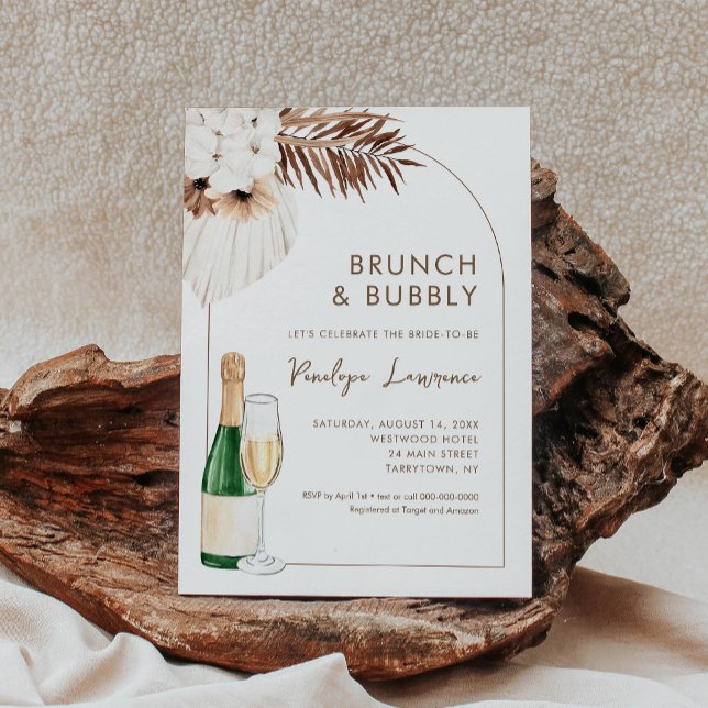 SIERRA Bohemian Brunch and Bubbly Bridal Shower Invitation (Creator Uploaded)