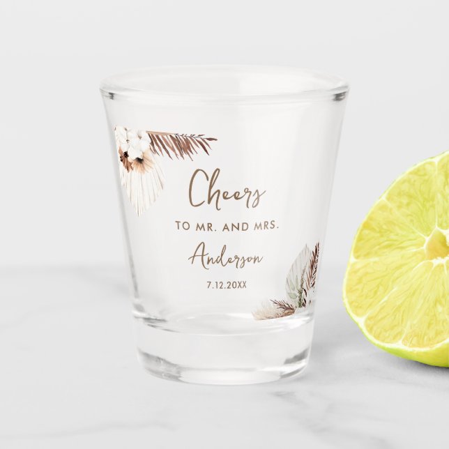SIERRA Bohemian Wedding Favour Shot Glass (Front)