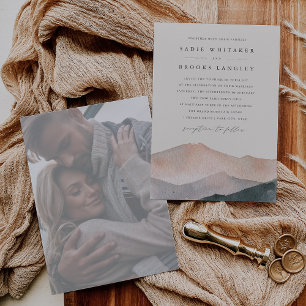 Sierra Dusk   Desert Blush Faded Photo Wedding Invitation